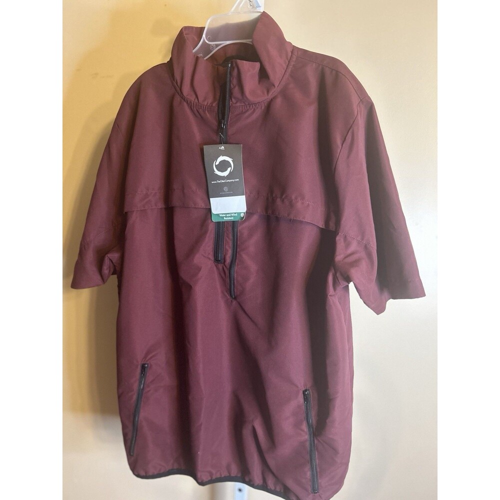Men Outdoor Otter Water Weather Proof Short Sleeve Burgundy Pull Over Sz. L Golf